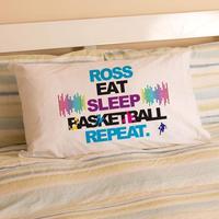 Personalised Eat Sleep Basketball Repeat Pillowcase