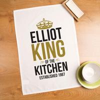 Personalised King of the Kitchen Tea Towel