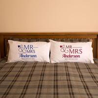 personalised mr mrs since double pillowcase set