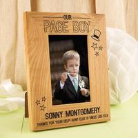 personalised page boy oak photo frame top hat