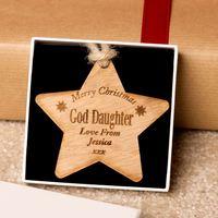 Personalised God Daughter Wooden Star