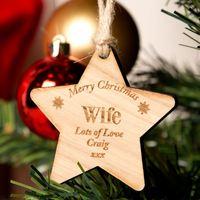 Personalised Wooden Christmas Bauble: Wife