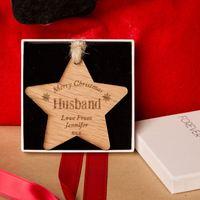 Personalised Wooden Christmas Bauble: Husband
