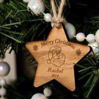 Personalised Wooden Christmas Star: Santa