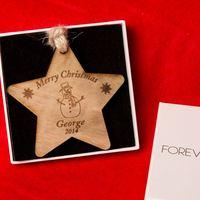 personalised wooden christmas star snowman