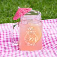 Personalised 21st Birthday Glass Mason Jar For Her