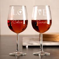 Personalised Love Double Wine Glass Set