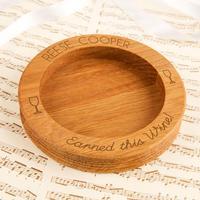 personalised earned this wine wooden bottle coaster