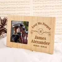 Personalised Lest We Forget Memorial Photo Frame