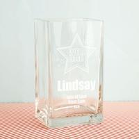 Personalised Well Done Square Glass Vase