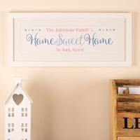 Personalised Home Sweet Home Print: Blue Design