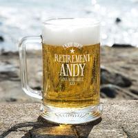 personalised retirement glass beer tankard special offer