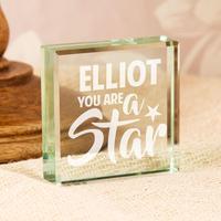 Personalised You Are a Star Jade Glass Block