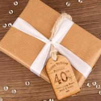 Personalised 40th Birthday Wooden Tag