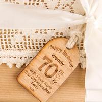 Personalised 70th Birthday Wooden Tag