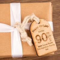 Personalised 90th Birthday Wooden Tag