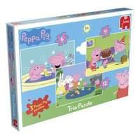 peppa pig trio 3 jigsaw puzzles in a box 6 9 and 12 pieces