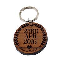 Personalised Special Date Keyring, Walnut Wood