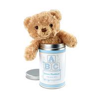 Personalised Teddy Bear in a Tin, Blue, Polyester