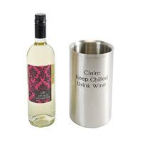 Personalised White Wine & Wine Cooler, Stainless Steel
