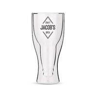 Personalised Double Walled Beer Glass Diamond Emblem Print