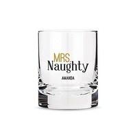 personalised whiskey glasses with mrs naughty print