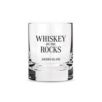 Personalised Whiskey Glasses with Whiskey Rocks Print