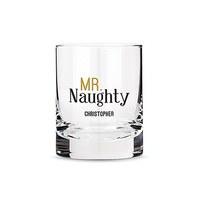 personalised whiskey glasses with mr naughty print