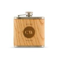 Personalised Wood Flask - Etched Circle Monogram