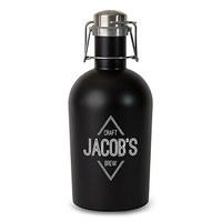 personalised black stainless steel beer growler diamond emblem printin ...