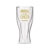 Personalised Double Walled Beer Glass Bring on the Cheer Print