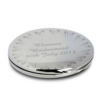 Personalised Compact Mirror With Small Heart Design