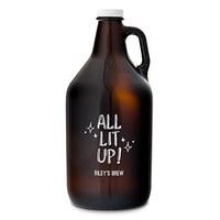 personalised glass beer growler all lit up printing