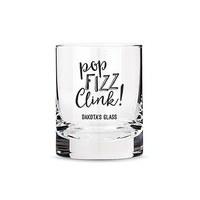 personalised whiskey glasses with pop fizz clink printing