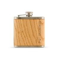 Personalised Wood Flask for Groomsman - Vertical Text