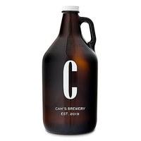 personalised amber glass beer growler single monogram print