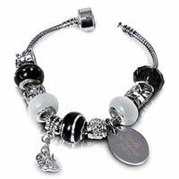 Personalised Black Charm Bracelet - 21cm Bracelet