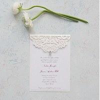 Pearl Romance Laser Embossed Invitations with Personalisation
