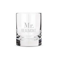 personalised whiskey glasses with two line text etching