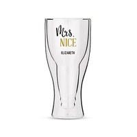 Personalised Double Walled Beer Glass Mrs. Nice Print