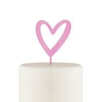 Personalised Mod Heart Acrylic Cake Topper - Dark Pink
