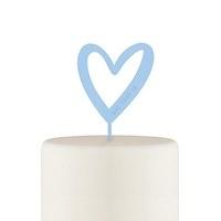 Personalised Mod Heart Acrylic Cake Topper - Pastel Blue