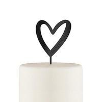 Personalised Mod Heart Acrylic Cake Topper - Black