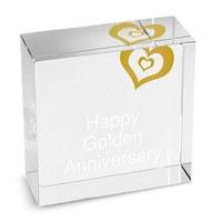 Personalised Gold Heart Crystal Block