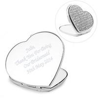 Personalised Diamante Heart Compact Mirror