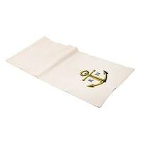 Personalised Off White Linen Table Runner - Anchor with Monogram - (90\