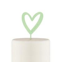 Personalised Mod Heart Acrylic Cake Topper - Daiquiri Green