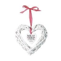 Personalised Mr & Mrs Wicker Heart Decoration