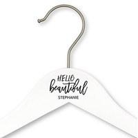 Personalised Wooden Wedding Hanger - Hello Beautiful Printing - Natural
