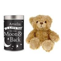 Personalised I Love You To The Moon And Back Teddy In Tin